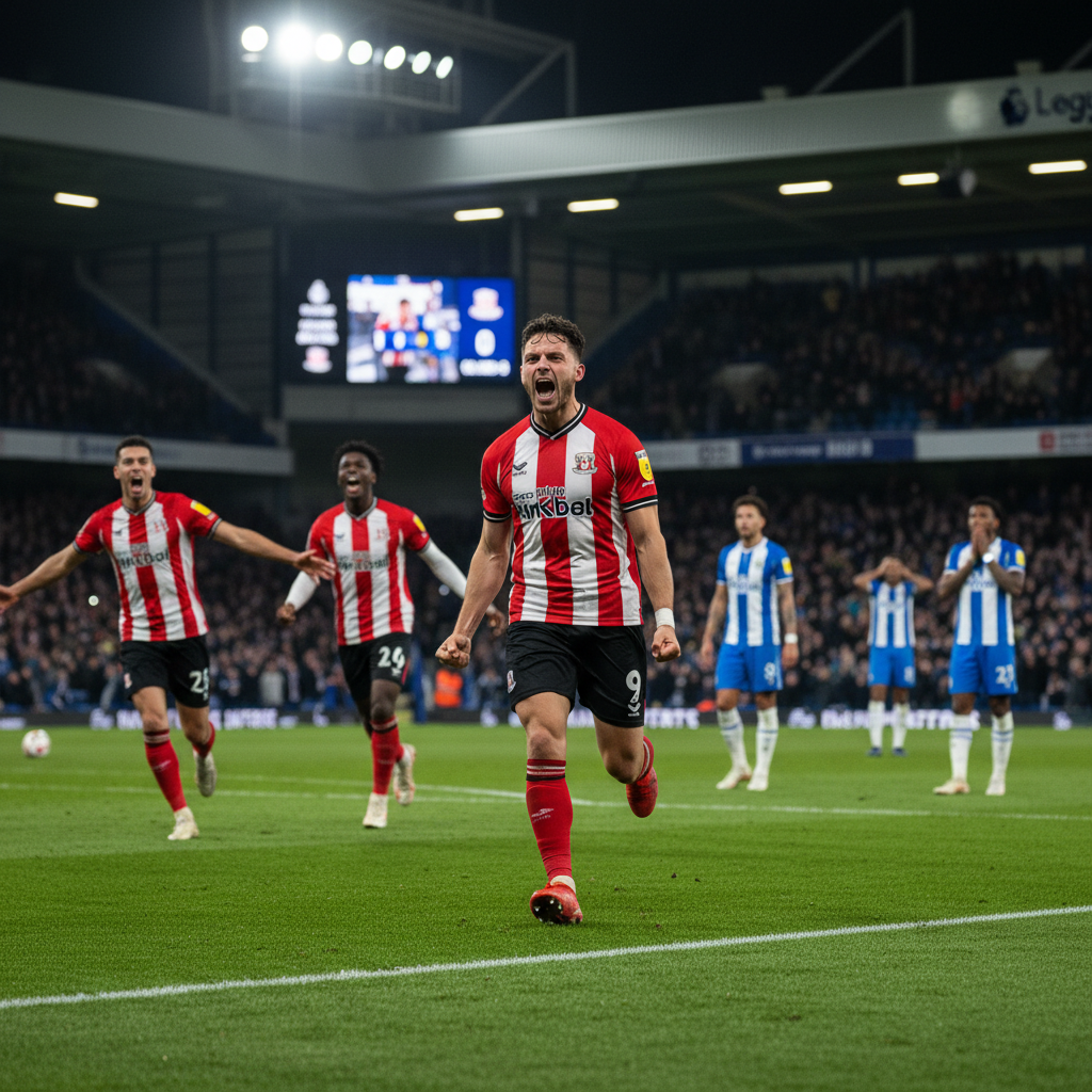 Brian Brobbey Sunderland ăn mừng bàn thắng phút 90 Newcastle