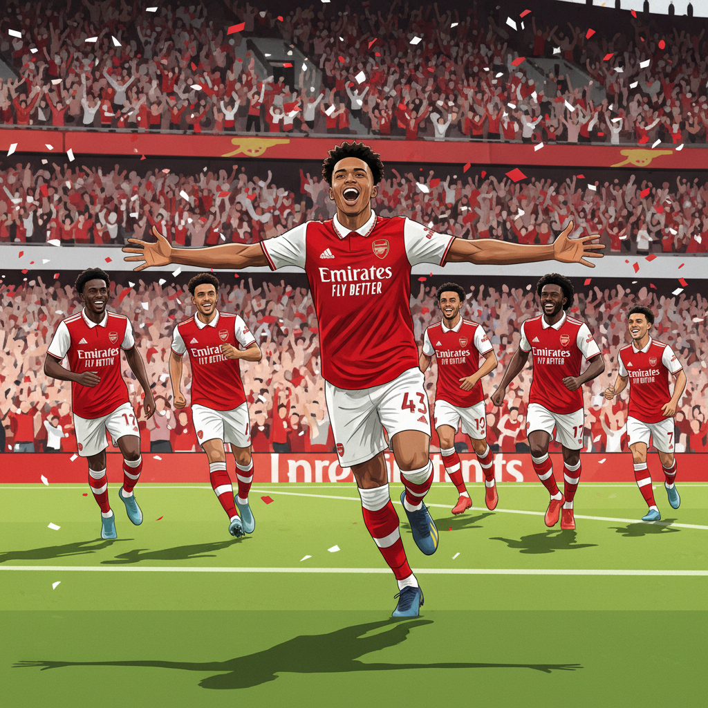 Myles Lewis-Skelly Arsenal goal celebration