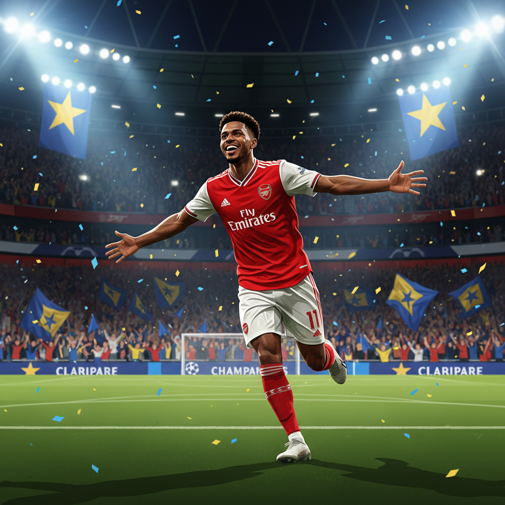 Gabriel Martinelli Arsenal 2025-26 an mung ban thang Champions League