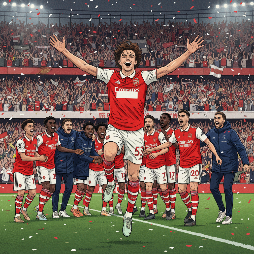 Ethan Nwaneri Arsenal goal celebration